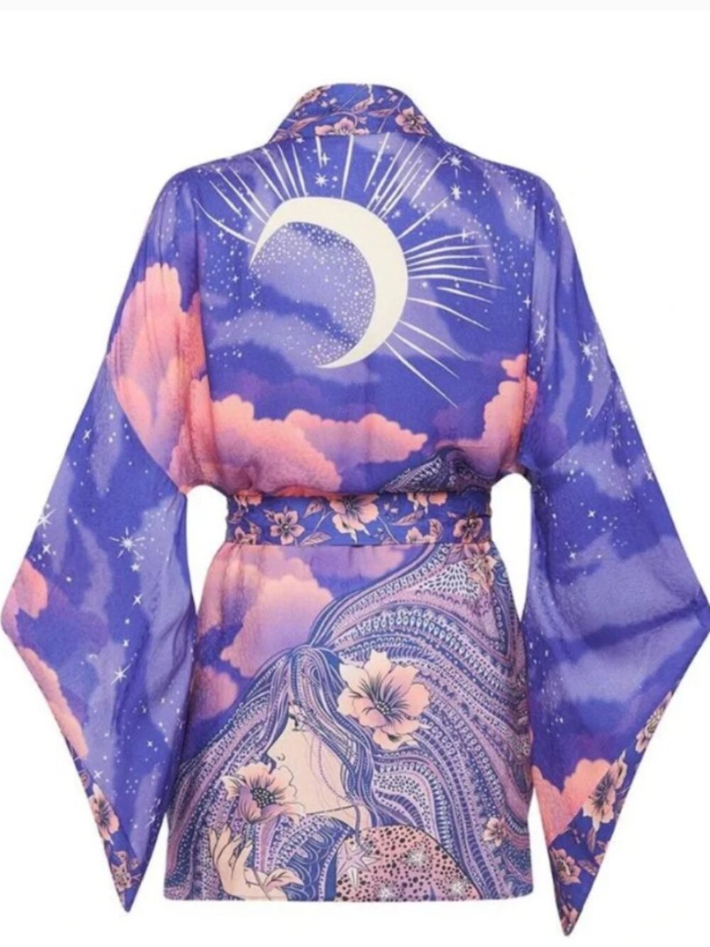 Spell & The Gypsy Collective Luna Short Robe – Purple Celestial Moon Kimono